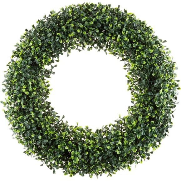 Pure Garden 19.5-Inch Boxwood Wreath - Round UV Resistant Artificial Spring - Picture 7 of 8